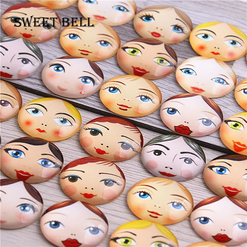 Sweet Bell 20 шт. новые модные смешанные стеклянные кабошоны ручной работы с узором