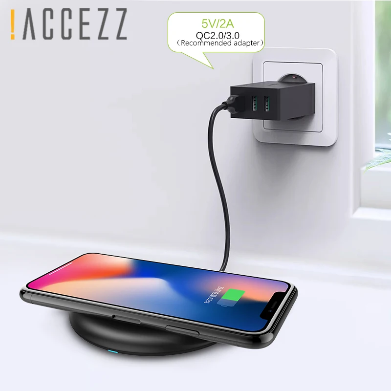 ! ACCEZZ водонепроницаемое Беспроводное зарядное устройство 7 5 Вт для iPhone X 8 Plus 10 Qi