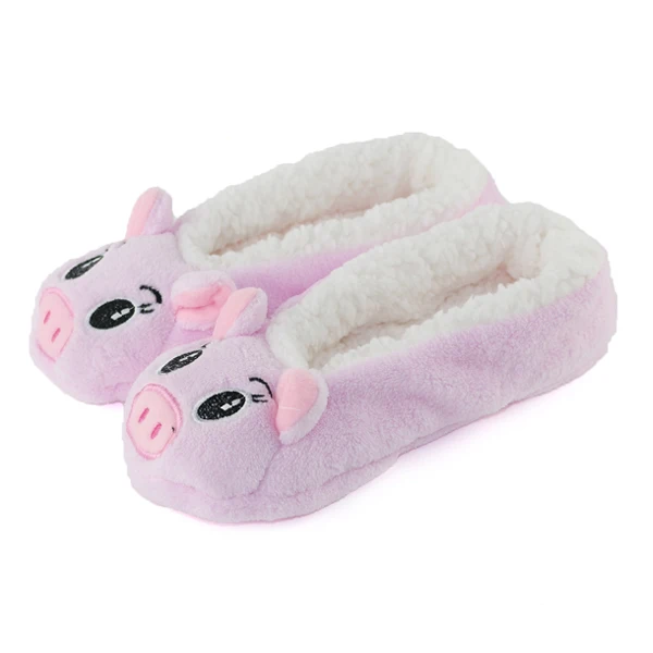 Pig Slippers Женские тапочки; домашняя обувь; зимние теплые домашние тапочки; обувь на плоской подошве; нескользящие разноцветные балетки с милым животным узором на мягкой подошве; большие размеры - Цвет: Pig Slippers