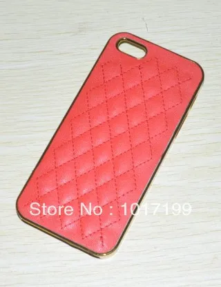 1 piece Luxury PU Leather brand Design Hard case for iphone 5 5s free shipping ( with Golden Border ) |