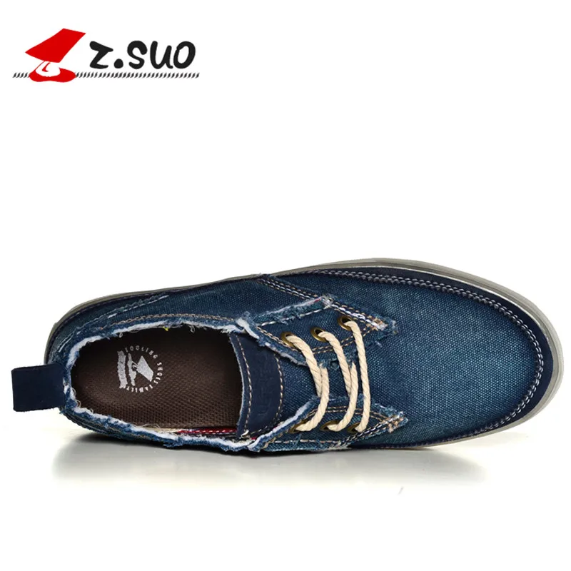 Z. Suo Brand 2019 Fashion Men's Shoes Casual Canvas Denim for Men Lace Up Breathable Zapatillas Hombre Retro Beige | Обувь