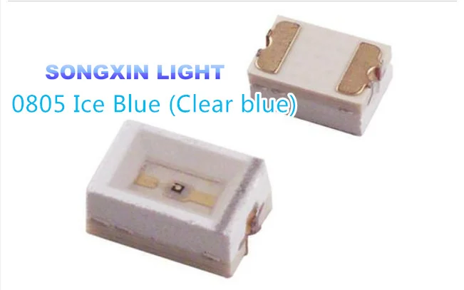 100 шт./лот светодиодная лампа SMD 0805 синяя ледяная 485 490nm прозрачная 2 0x1 2x0 8mm smd LED|smd led