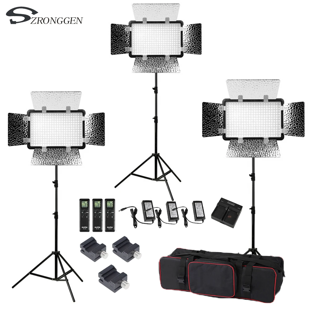 Godox 3 x LED308C II 3300 5600K DSLR светодиодный комплект для видеосъемки + пульт