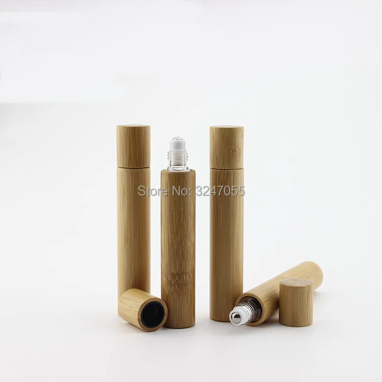10ML 10/30/50pcs Empty Makeup Tool Perfume Roll on Bamboo Bottle, Cosmetic Roll on Essential Oil Container,Bamboo Roll on Bottle