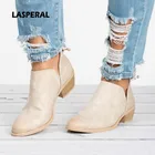 Женские ботинки на квадратном каблуке LASPERAL, черные повседневные ботинки с острым носком, без застежки, на осень 2019