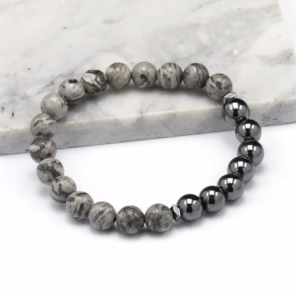 Хит продаж оптовая продажа гематит с серым камнем популярные браслеты из бусин