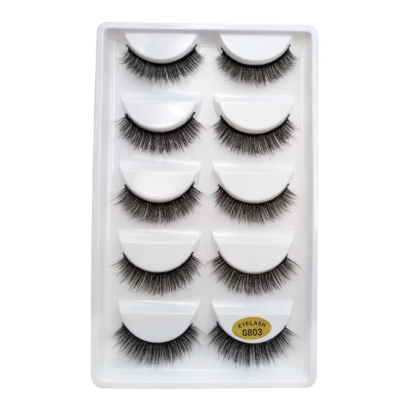

5 Pairs/Lot Women Makeup Popular Beauty False Eyelashes Extensions HandMade Pure Mink Fur Strip 3D Eyelash beautiful wimpern