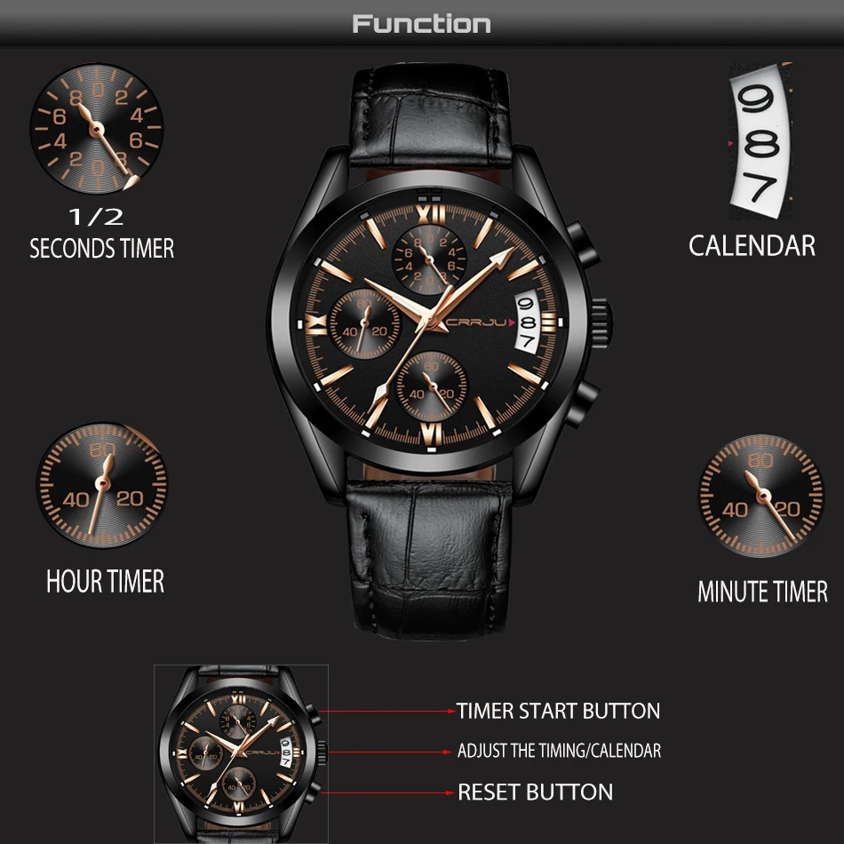Relogio Masculino Mens Watches Top Brand CRRJU Luxury Watch Men Military Clock Waterproof Sports Chronograph Quartz Wristwatches | Наручные