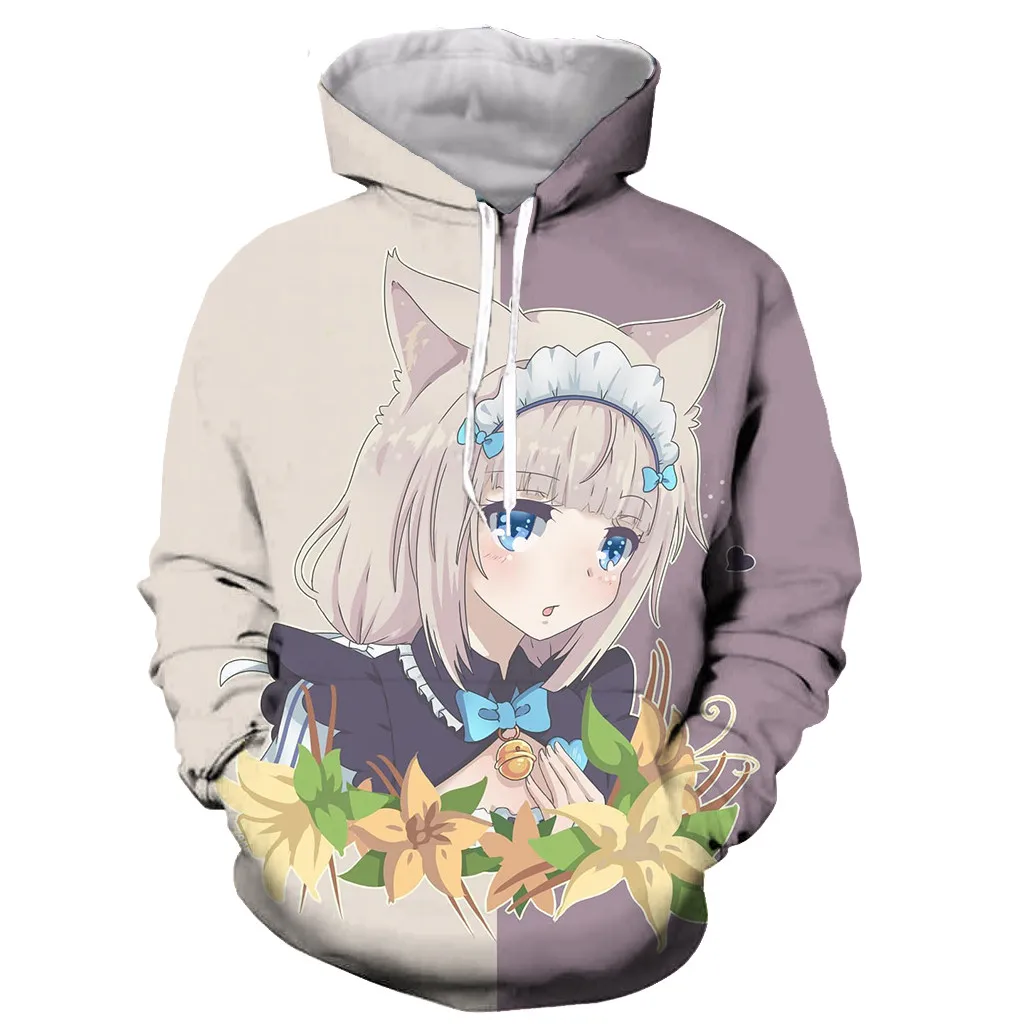 Аниме Nekopara Chocola ваниль 3D печатных мужчин и женщин толстовка модная графическая Толстовка Повседневная Уличная пуловер Толстовка