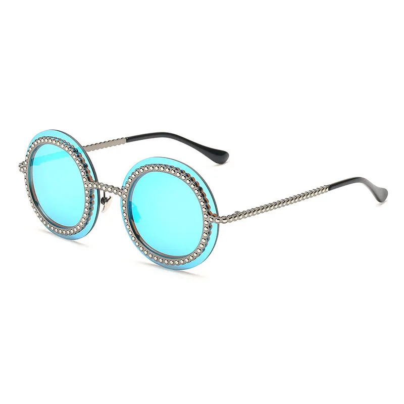 Luxury Pearl Round Sunglasses Women Brand Designer Vintage Rimless Sun Glasses For Ladies Circle Mirror Shades Lunette De Soleil |