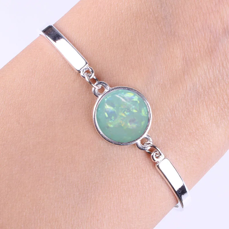 Lake blue opal stone Новая мода queen ювелирные изделия посеребренные талисманы браслет& Браслеты с кристаллами браслет для женщин - Окраска металла: Lake blue opal stone