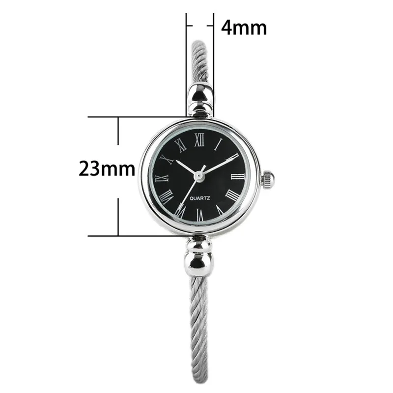 Креативный черный белый маленький циферблат серебряный ремешок Женские