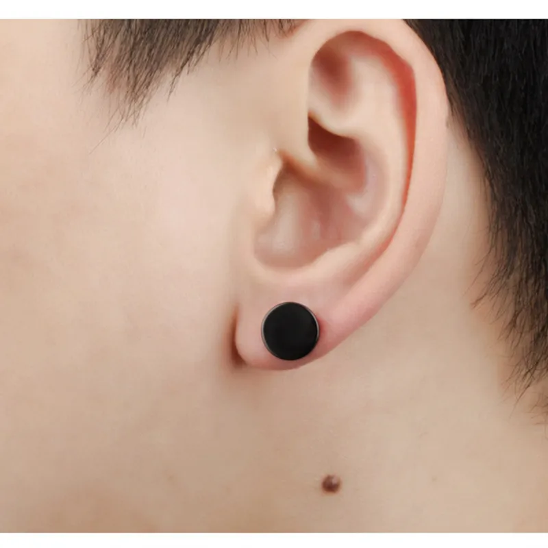 Simple Stainless Steel Dumbbell Man Stud Earrings Punk Style Fashion 316L Men's Jewelry Gift 3 Colors | Украшения и