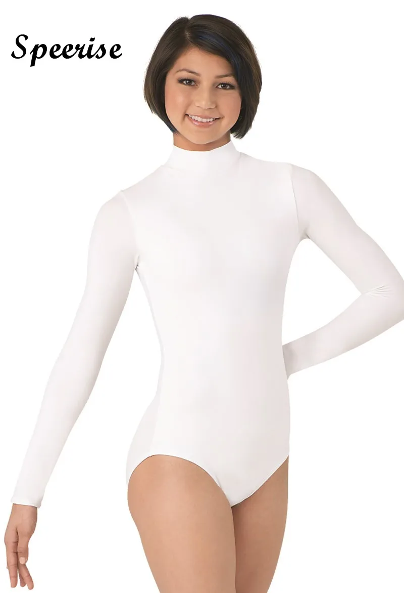 Sperise взрослый Turtlenect с длинным рукавом гимнастики трико балетное из спандекса