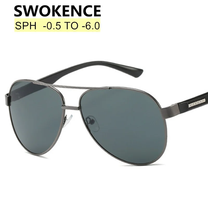 SWOKENCE Dioptre-0,5 до-6,0 близорукость солнцезащитные очки для мужчин и женщин модные серые линзы по рецепту очки для близоруких F202
