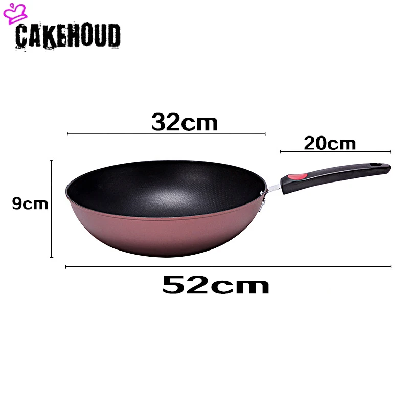 CAKEHOUD утолщенной многоцелевой антипригарным покрытием вок сковороде без пары 32 см Кухня Пособия по кулинарии универсальная газовая индукционная Плита