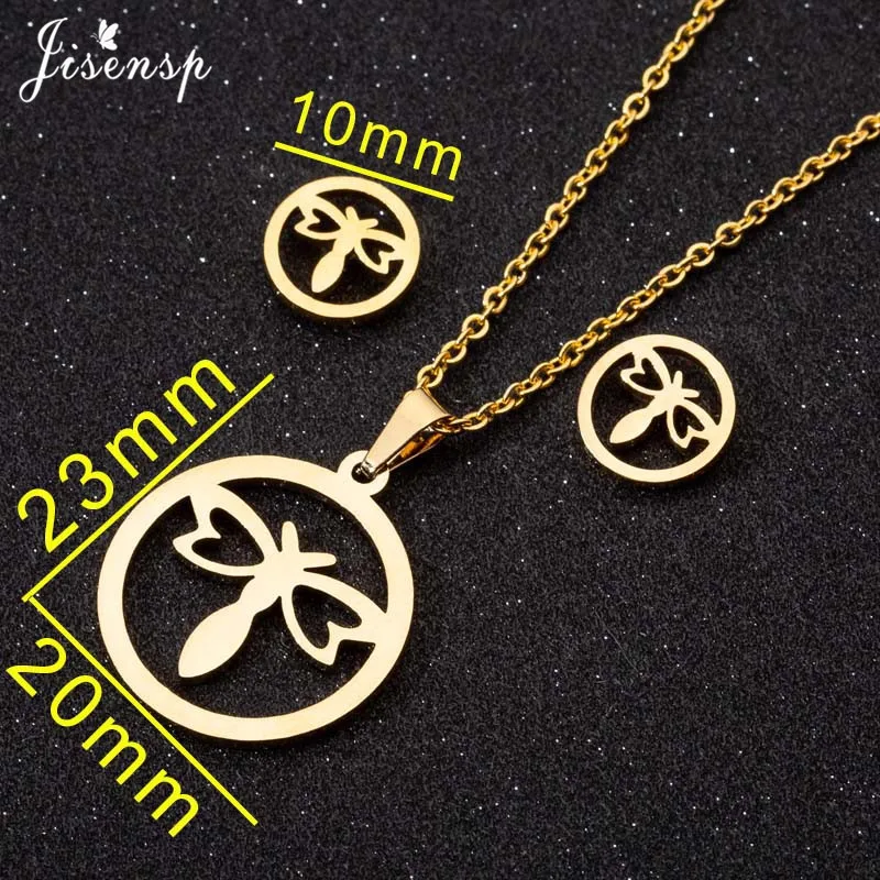 

Jisensp Stainless Steel Butterfly Wedding Bridal Jewelry Sets for Women Cactus Pendant Necklace Heart Earring Set joias feminina