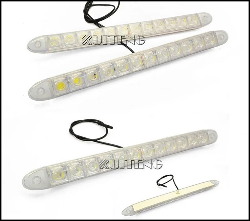 2Pcs 12V Universal 12W Bendable 12 LED Waterproof Flexible DRL Daytime Running Light Fog Warning Lamp |