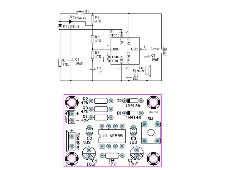 Diy Электронный комплект NE555 дверной звонок kit Электронная сварки практика