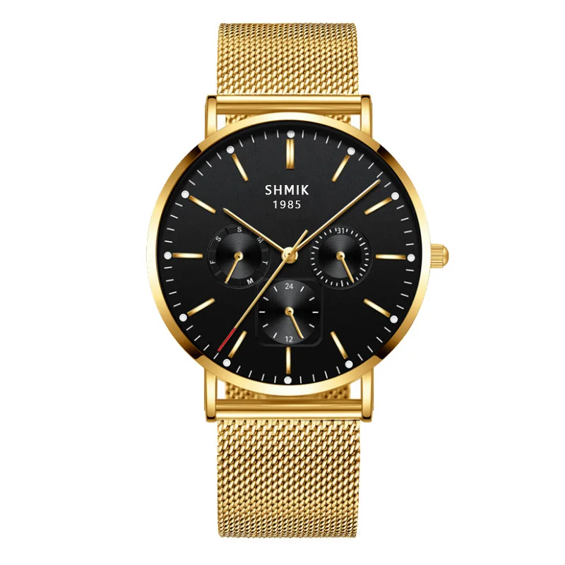 Gold Black Военные мужские t мужские часы ультра тонкие часы из нержавеющей стали Мужские кварцевые спортивные часы мужские повседневные наручные часы relogio masculino - Цвет: Gold Black
