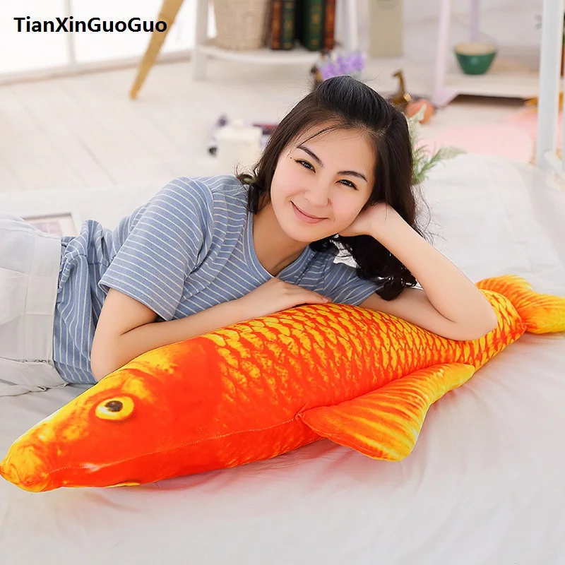 

stuffed toy cute red carp large 120cm fish plush toy soft doll throw pillow birthday gift s0214