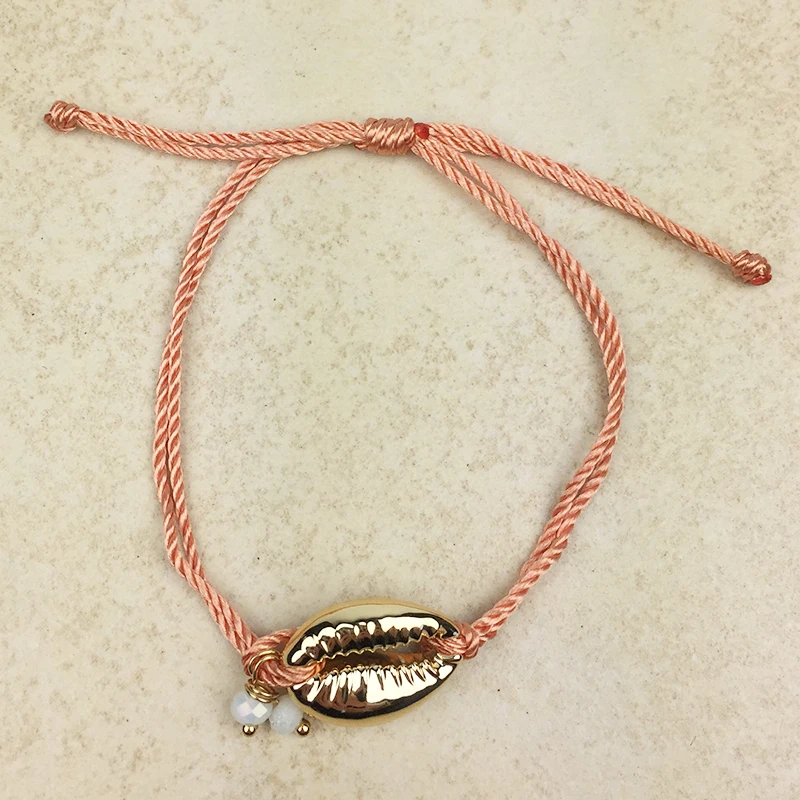 Bff Boho Cowrie ракушки браслеты для женщин Вощеная хлопковая веревка цепочка Пара