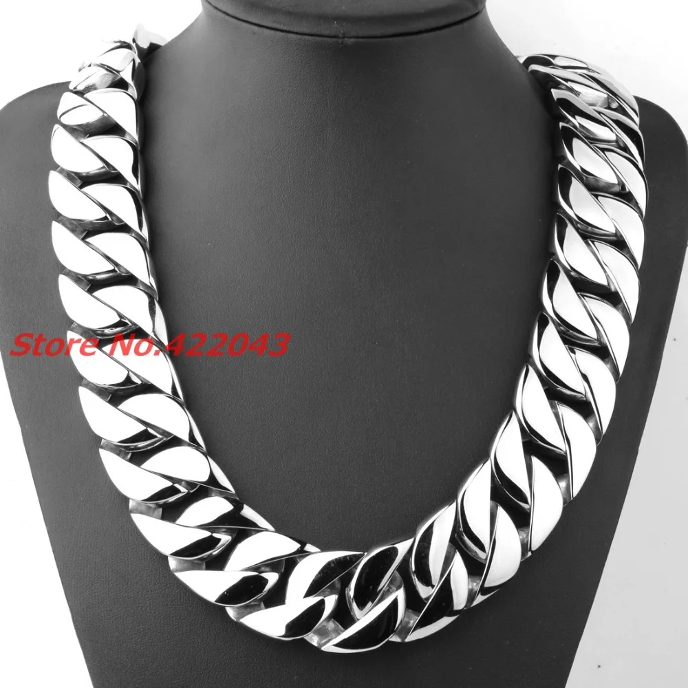 

8-40" Heavy Huge Silver Color 31mm Wide 316L Stainless Steel Casting Cuban Curb Link Necklace Chain For Strong Mens Jewelry