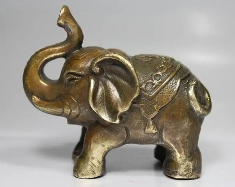 

Красивый китайский старый ручной молоток, латунная китайская статуя благоприятного слон мира, садовое украшение, латунь