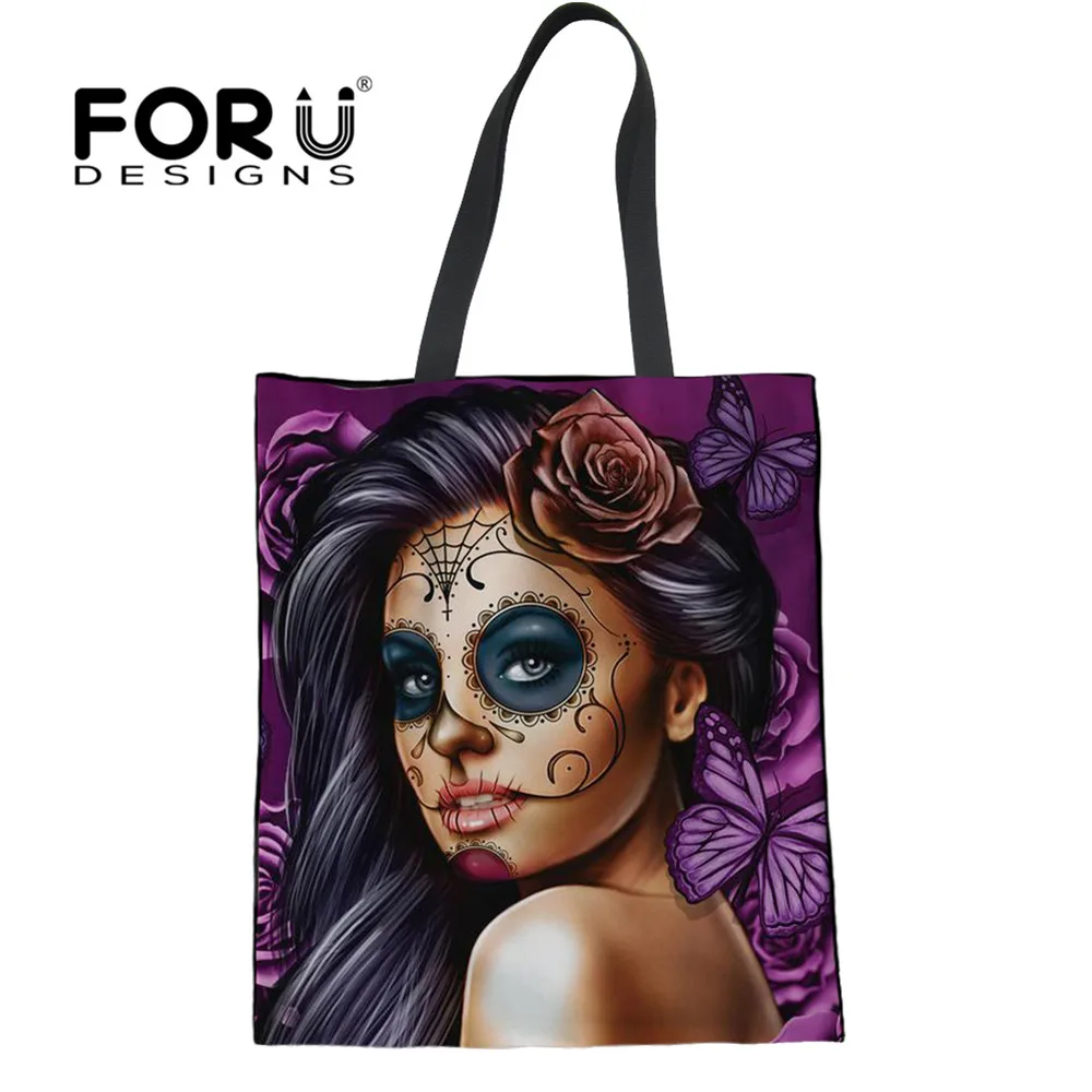 FORUDESIGNS/Calavera/Сумка тоут для девочек Женская многоразовая сумка шоппер женщин