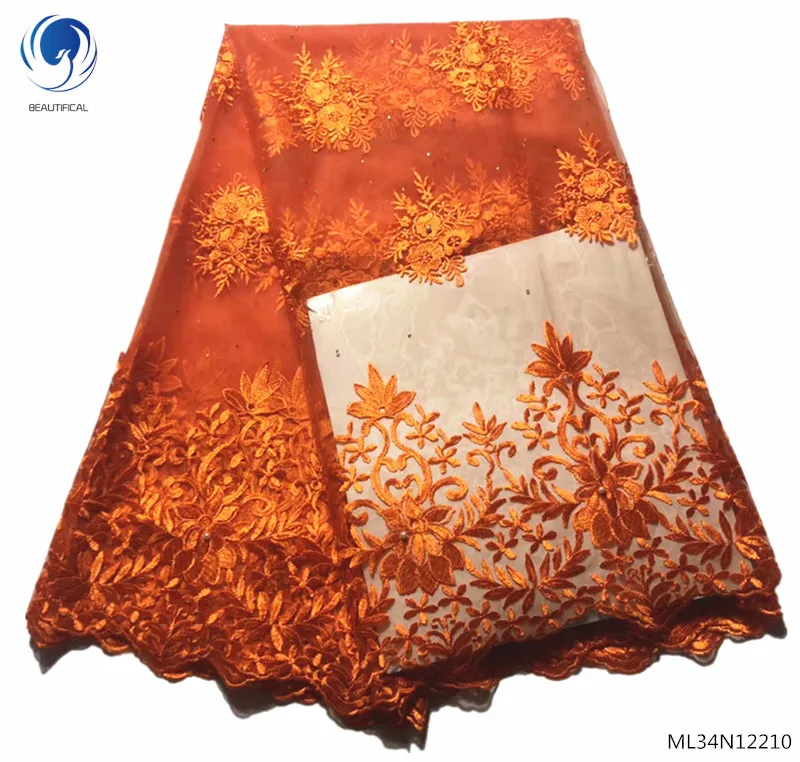 

BEAUTIFICAL lace fabric net lace fabric materials nigerian lace fabrics flower design embroidered fabric 5 yards/lot ML34N122