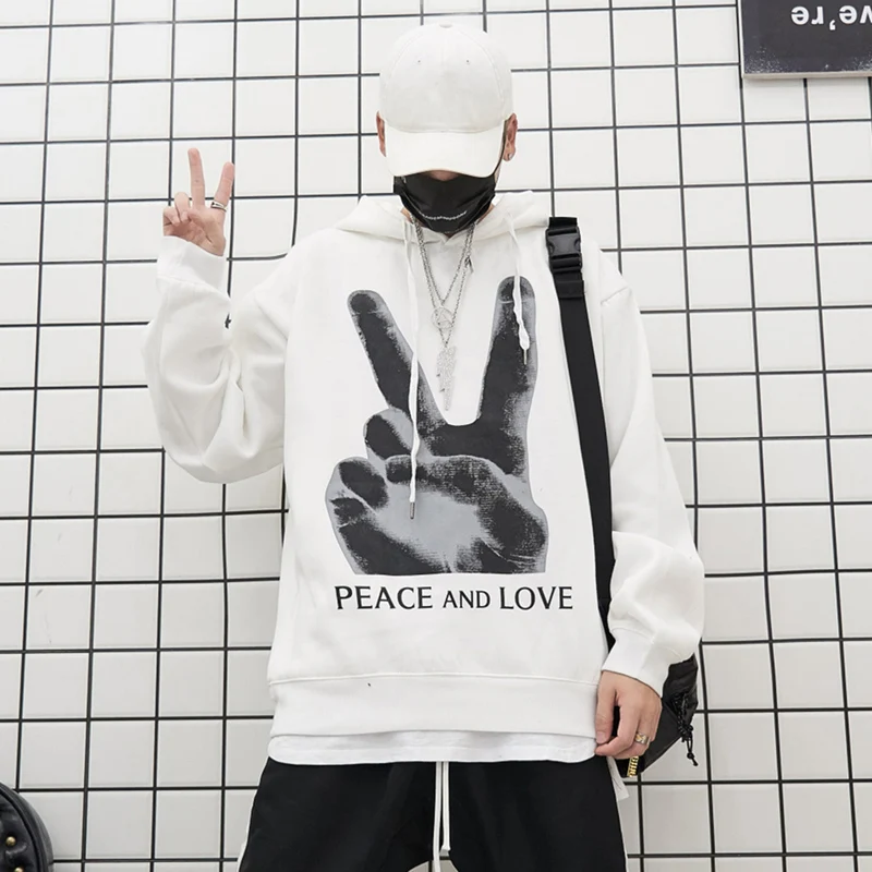 Мира и любви Принт толстовки над Размеры Swag Tyga хип-хоп худи осень-зима пары US