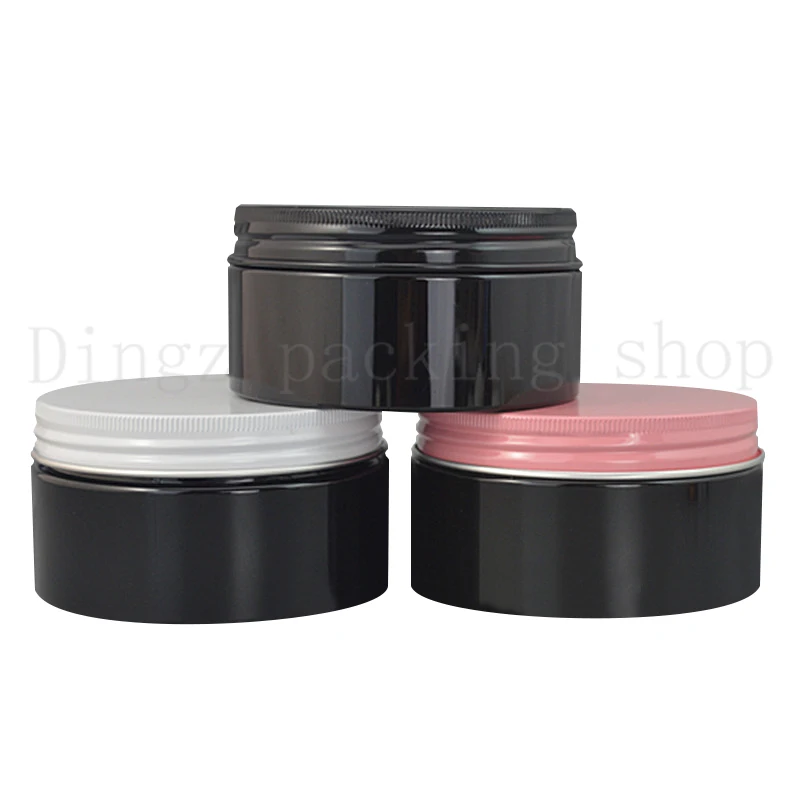 

20pcs 200g black Refillable Bottles Travel Face Cream Jar Small Cosmetic Container Plastic Container Empty Sample Makeup Pot