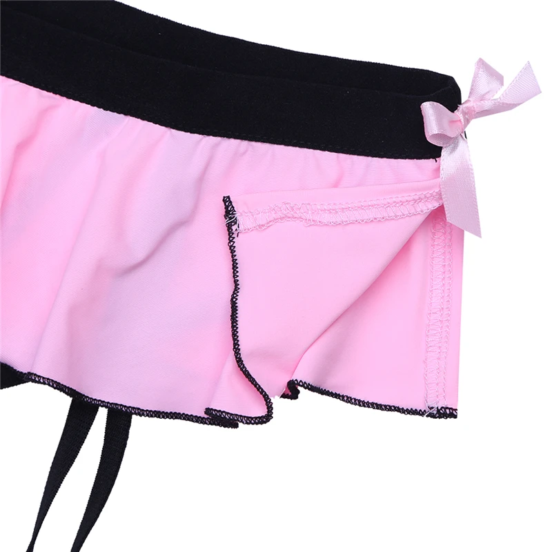 Men Sissy Lingerie Bikini Underwear Ruffle Gay Bulge Pouch Panties with Clips Garter Mens Open Butt Thong Jockstrap |