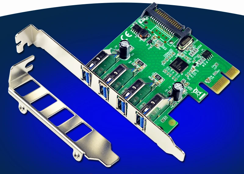 Адаптер платы контроллера PCI Express 4 портовый USB 3 0 15 контактный SATA с