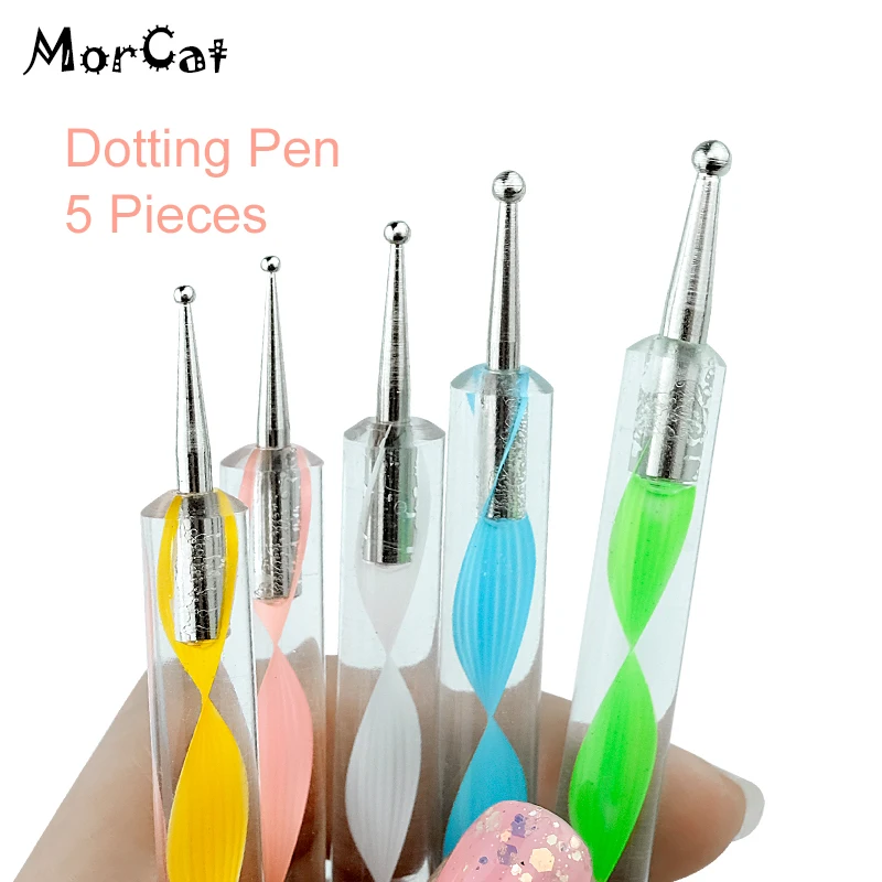 Светло-серый MorCat Dotting Pen инструмент для ногтей ручка для дизайна ногтей набор для УФ-геля инструмент для ногтей 5 шт./компл. роспись под мрамор инструмент Сделай Сам Набор для дизайна ногтей в горошек - Цвет: Светло-серый