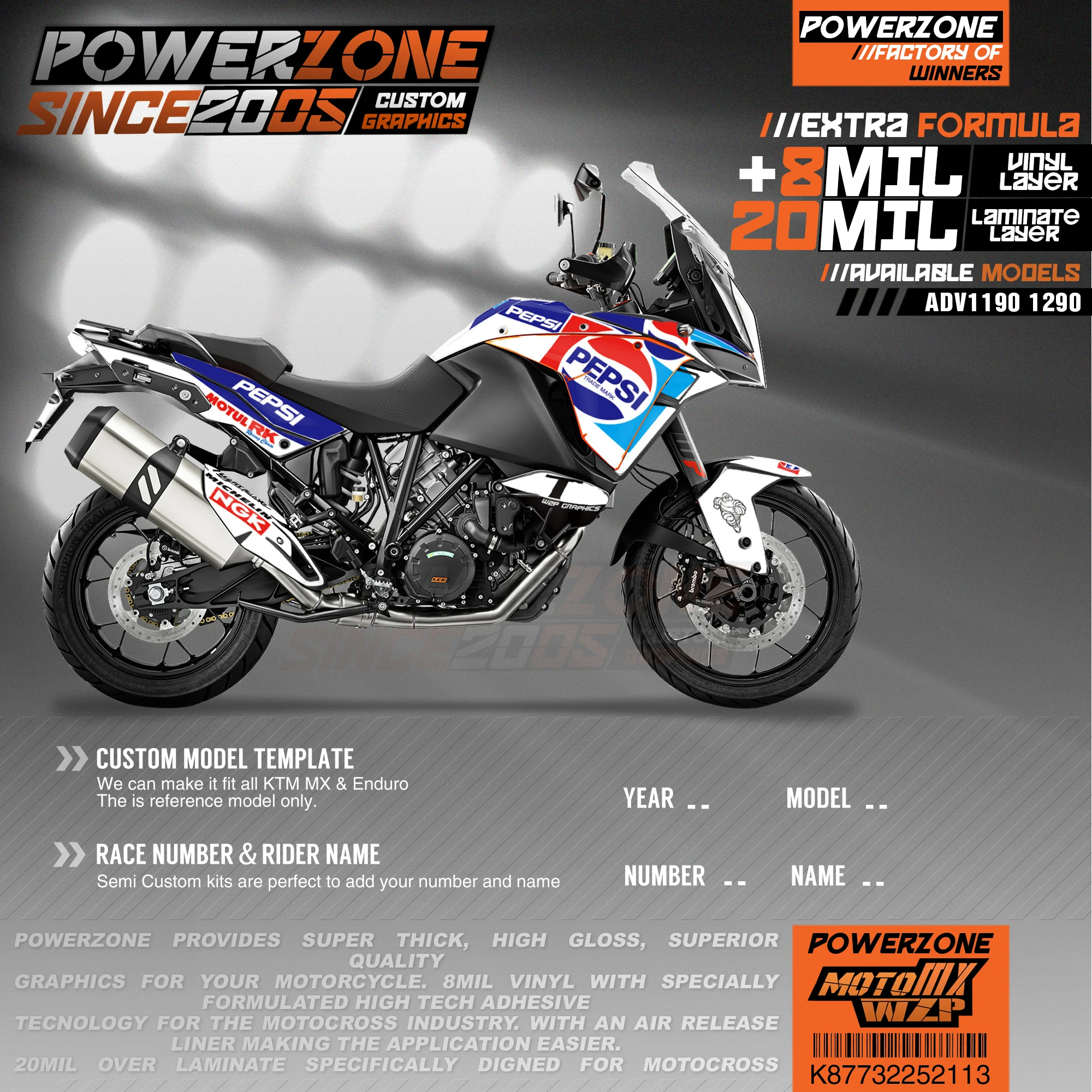 Персонализированные графические фоны PowerZone Team наклейки 3M Набор наклеек для KTM ADV