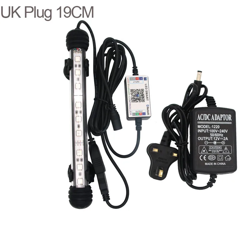 UK PLUG 19CM RGB аквариумный светильник, морской Bluetooth контроллер, светодиодный светильник для аквариума, светодиодный светильник для аквариума, погружной светильник для аквариума - Цвет: UK PLUG 19CM