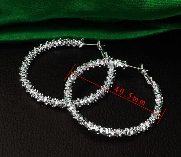 Роскошные большие круглые серьги-петли золотого и серебряного цвета