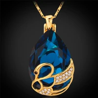 bluered swan pendant necklace gold color fashion austrian rhinestone statement women necklace synthetic jewelry p489