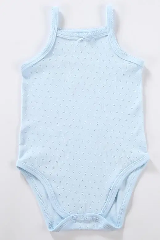 Bebe vestidos; Детский комбинезон; одежда для малышей; одежда для детей; Летний жилет; импортный Детский комбинезон без рукавов из хлопка - Цвет: 1 pc light blue