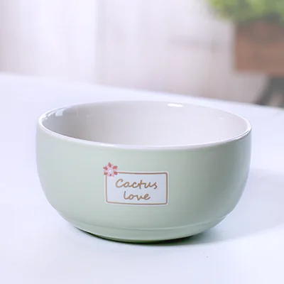 green bowl Набор посуды кактус, креативные керамические кружки, костяной фарфор, набор посуды, кухонная посуда, подарок, мультяшная чашка для закусок, посуда, столовые приборы - Цвет: green bowl