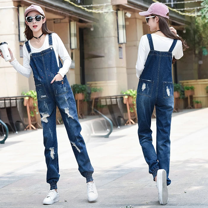 Весенне осенние джинсы с поясом брюки Капри джинсовый комбинезон большого