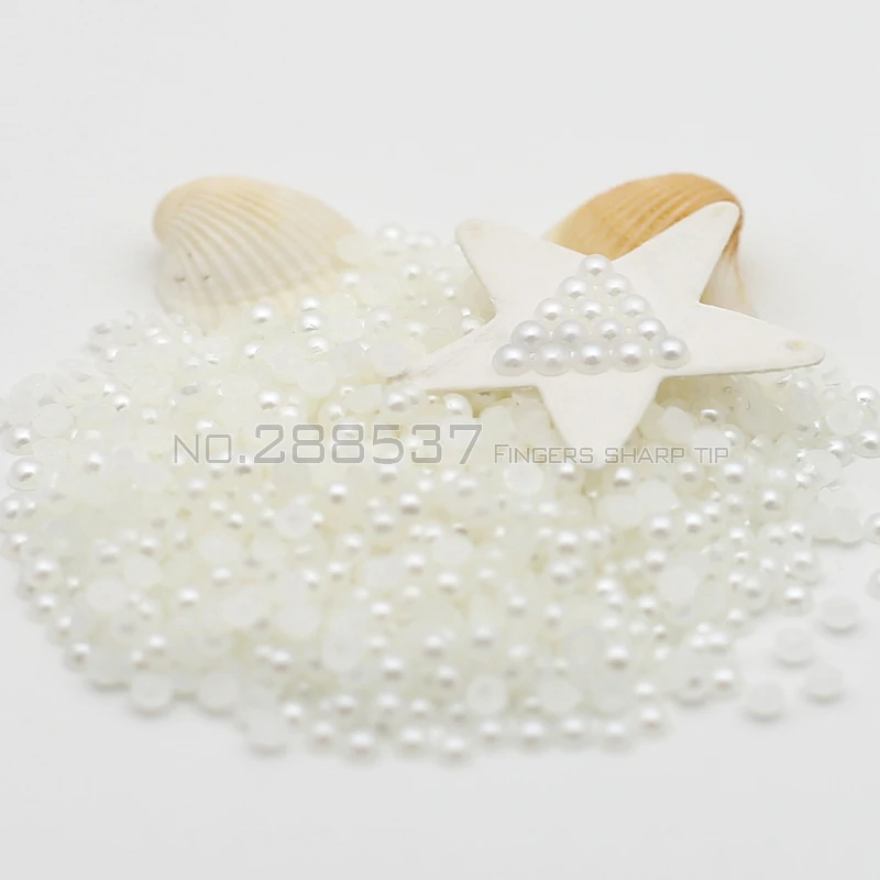 1000 шт 3 мм 3Dwhite Жемчуг Половина плоская поверхность бусины камни для нейл арта