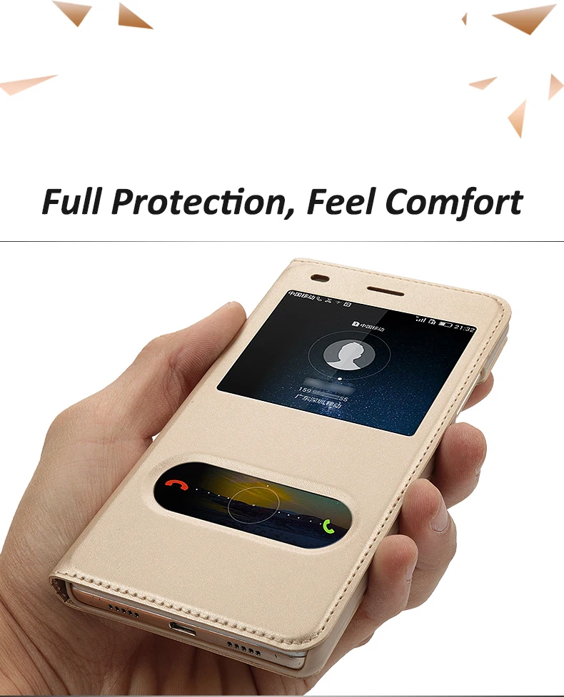 Роскошный P8lite Чехол-книжка с окошком из искусственной кожи для huawei P8 lite ALE-L04 ALE-L21
