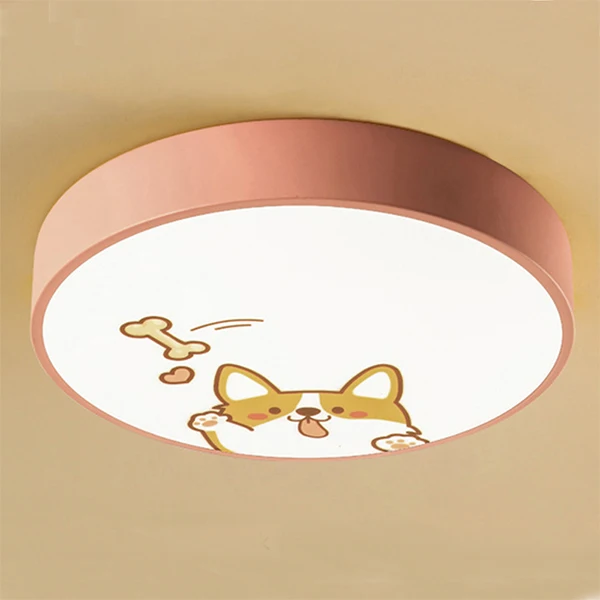 Pink 4 Colors Cartoon Led Ceiling Lamp Acrylic Lamp Shade for Kids Childs Modern Nordic Round Ceiling Lights Fixtures Living Room - Цвет корпуса: Pink