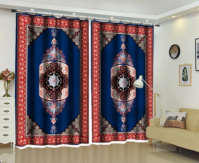 Классическая симметричная Марокканская барокко экзотические декоративные занавески для гостиной для двери в спальню, на кухню окна