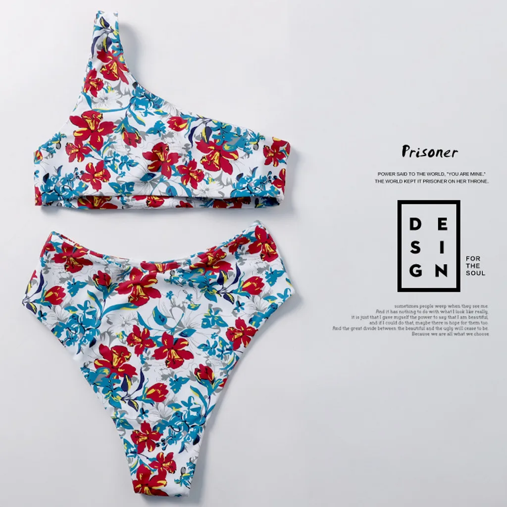 Женское бикини с чашками пуш ап и цветочным принтом|Спортивные костюмы| |