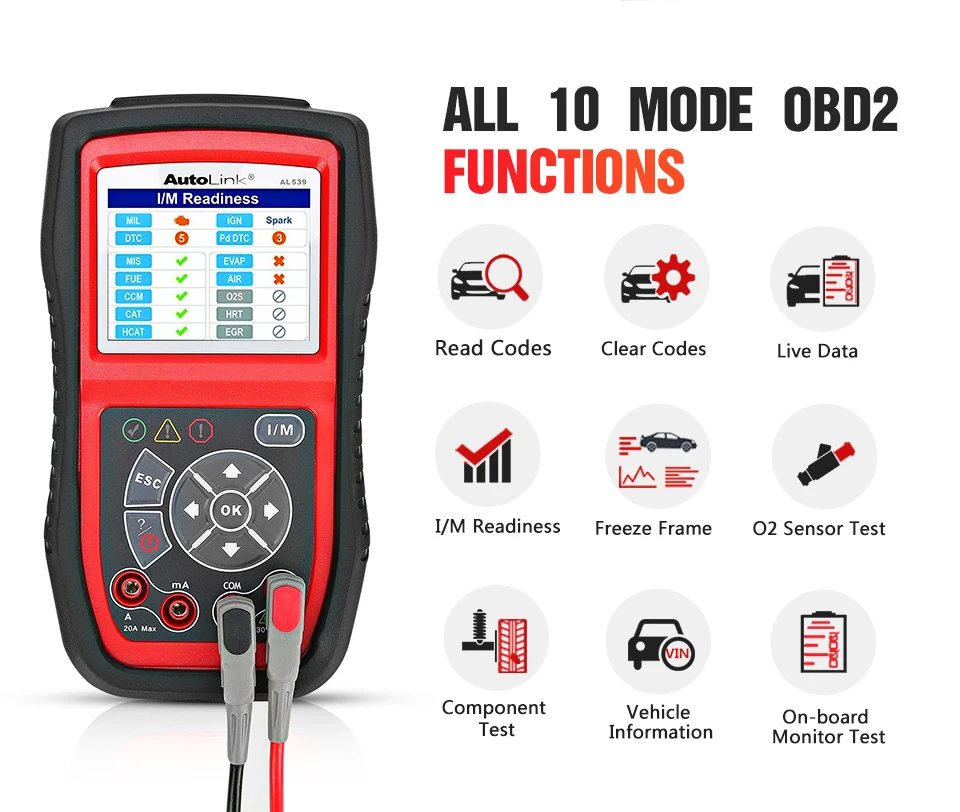 [Autel Дистрибьютор] AutoLink AL539 OBDII инструмент электрического теста следующего поколения AutoLink AL539 Обновление через Интернет Многоязычное меню