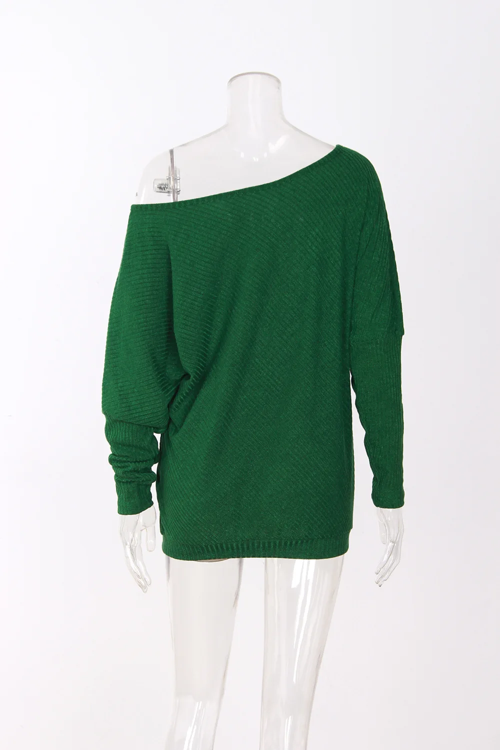 sweater women new Spring/Autumn/winter Fashion Sexy Dew shoulder long Batwing Sleeve knitting Sweater Solid Green clothing | Женская