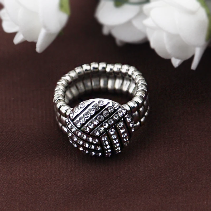 Высокое качество Регулируемый эластичность Стразы Bling Кристалл Эмаль "волейбол" в форме кольца спортивные девушки кольцо дропшиппинг